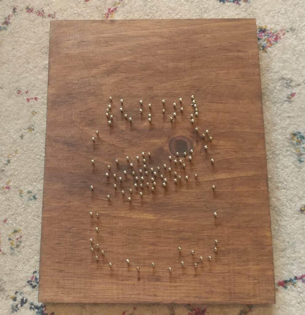 Mason Jar String Art - nailed board ready for stringing