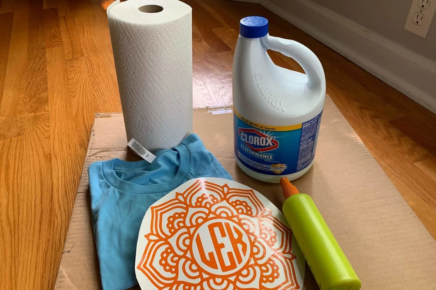 Supplies to make stencil bleached shirts