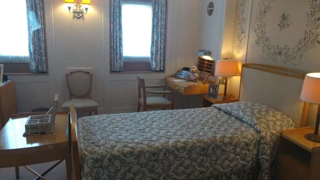 Queen Elizabeth's personal apartment aboard the Royal Yacht Britannia in Edinburgh, Scotland.