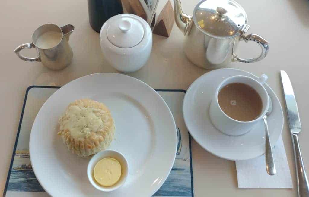 Tea in the Royal Deck Tea Room aboard the Royal Yacht Britannia in Edinburgh, Scotland. 