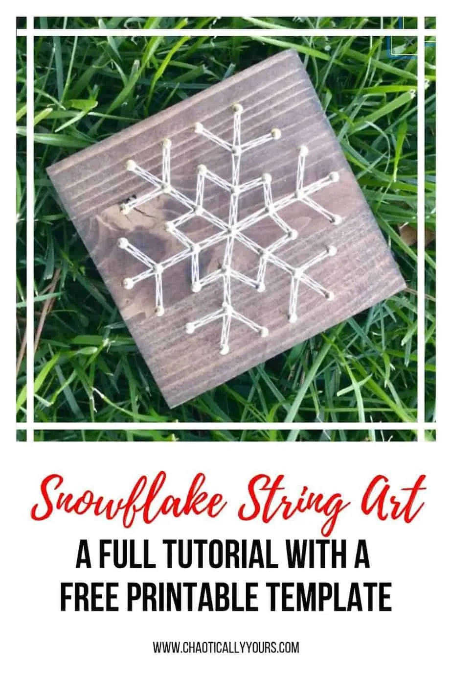 Simple snow flake string art tutorial with free printable template