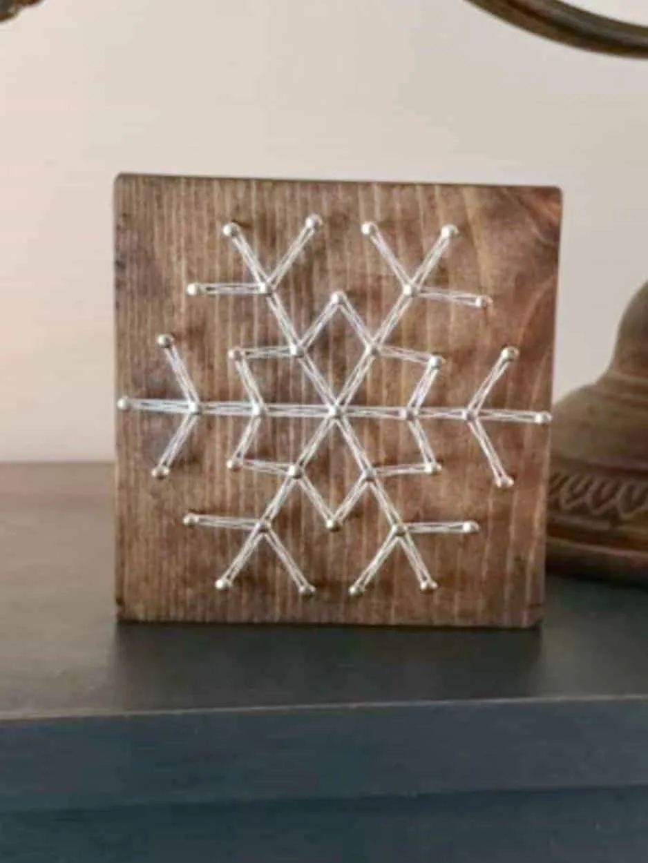 Adorable snowflake string art finished project