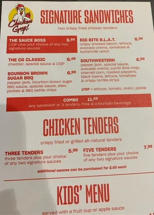 Chicken Guy Disney Springs Menu