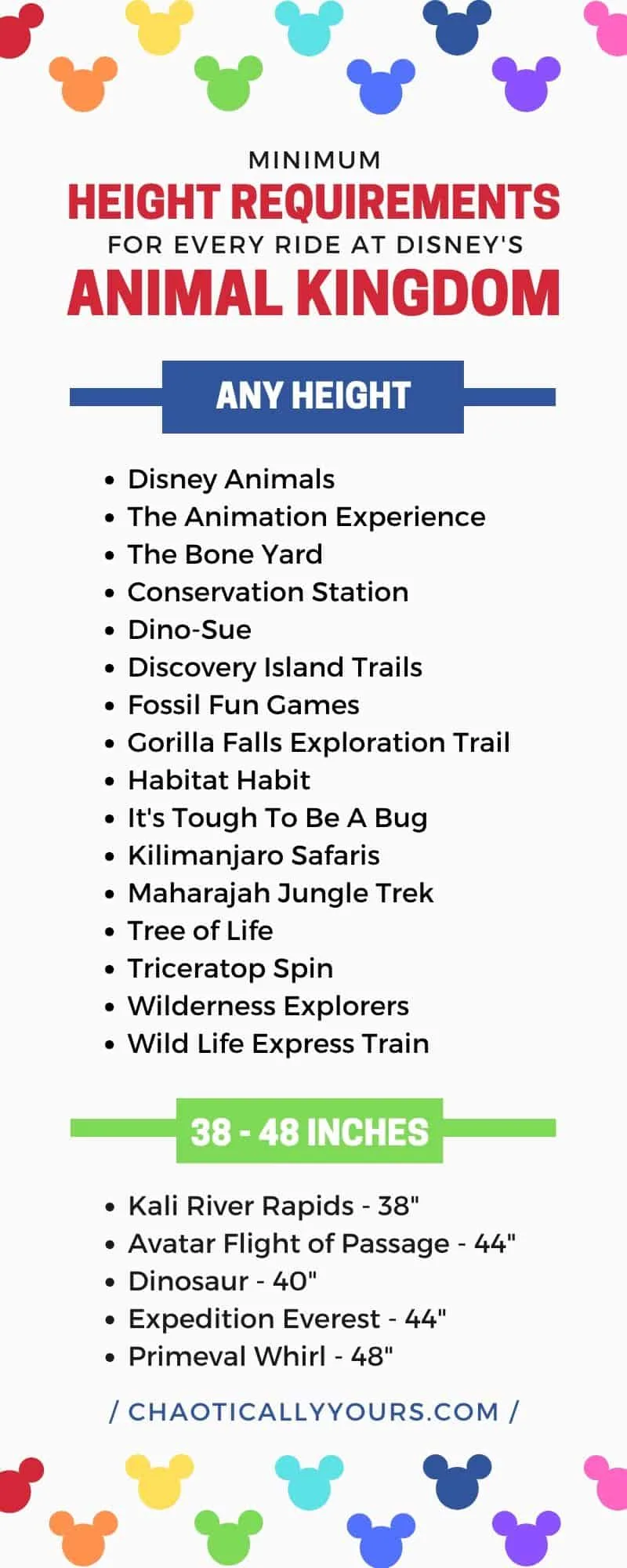 List of Disney World Height Requirements for Rides in the Animal Kingdom 