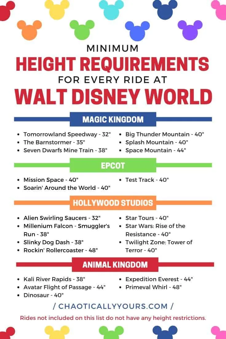 Disney Height Requirements for Every Single Ride at WDW FREE