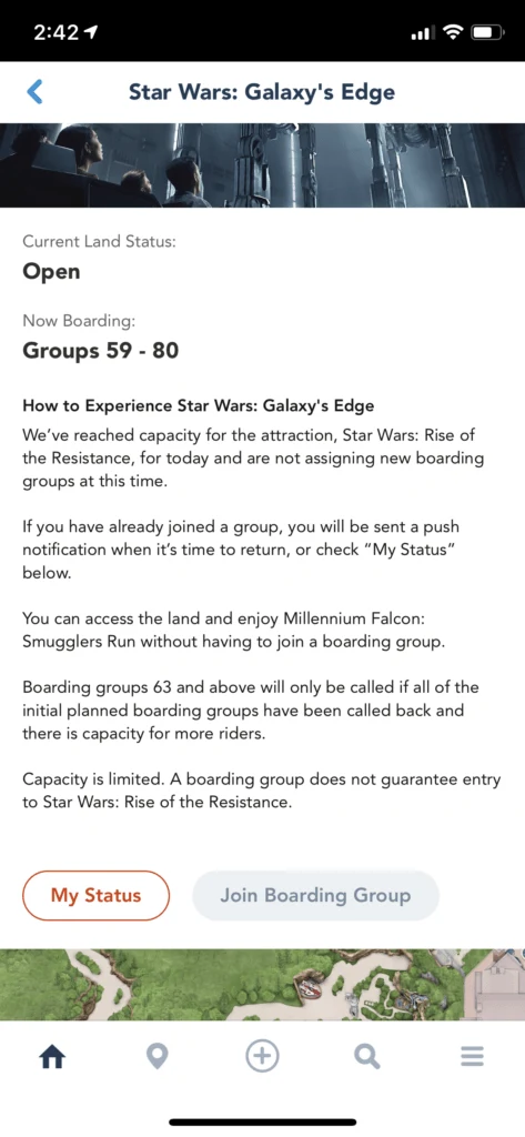 My Disney Experience Rise of the Resistance Boarding Groups Screen Shot