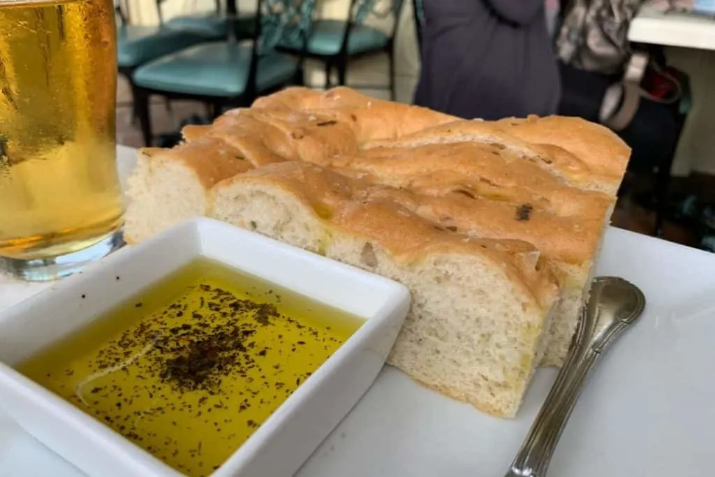 Focaccia bread from Tonys Town Square Restaurant in the Magic Kingdom