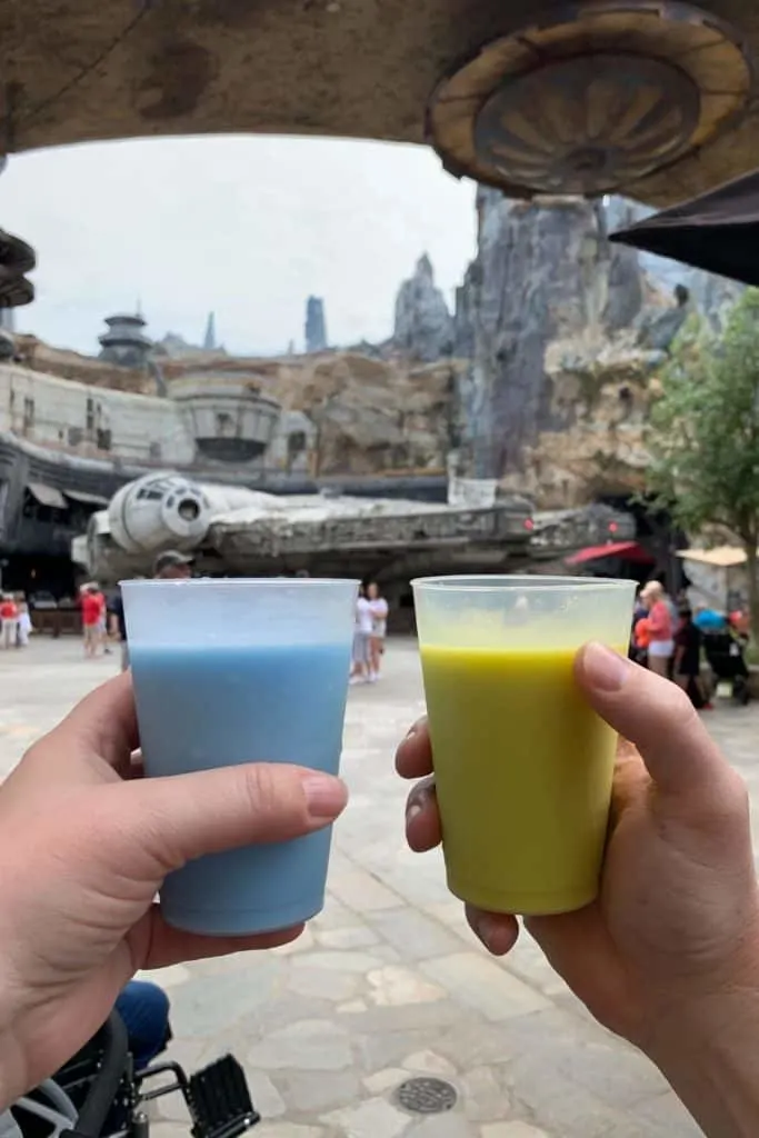 Blue and Green milk available at Star Wars: Galaxy's Edge in Disney's Hollywood Studios