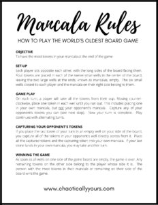 Mancala Rules: Make Your Own Board Game and Learn To Play! *FREE