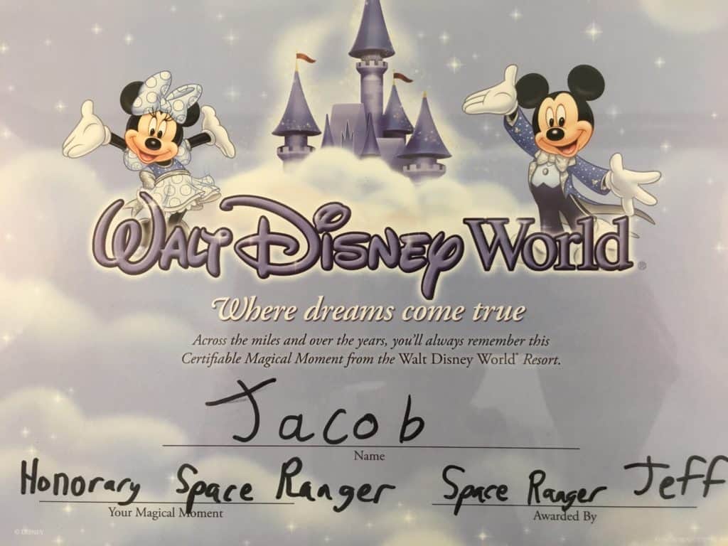 Disney World Certificate