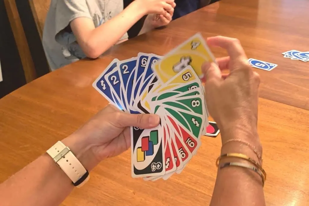 one large hand of cards in Uno House Rules