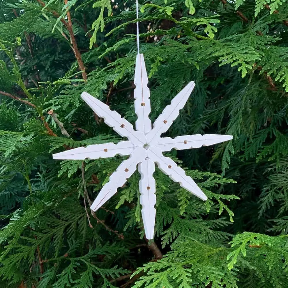 Snowflake clothespin ornaments