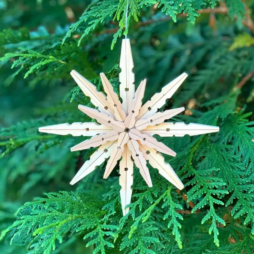 Unfinished rustic wooden star ornament