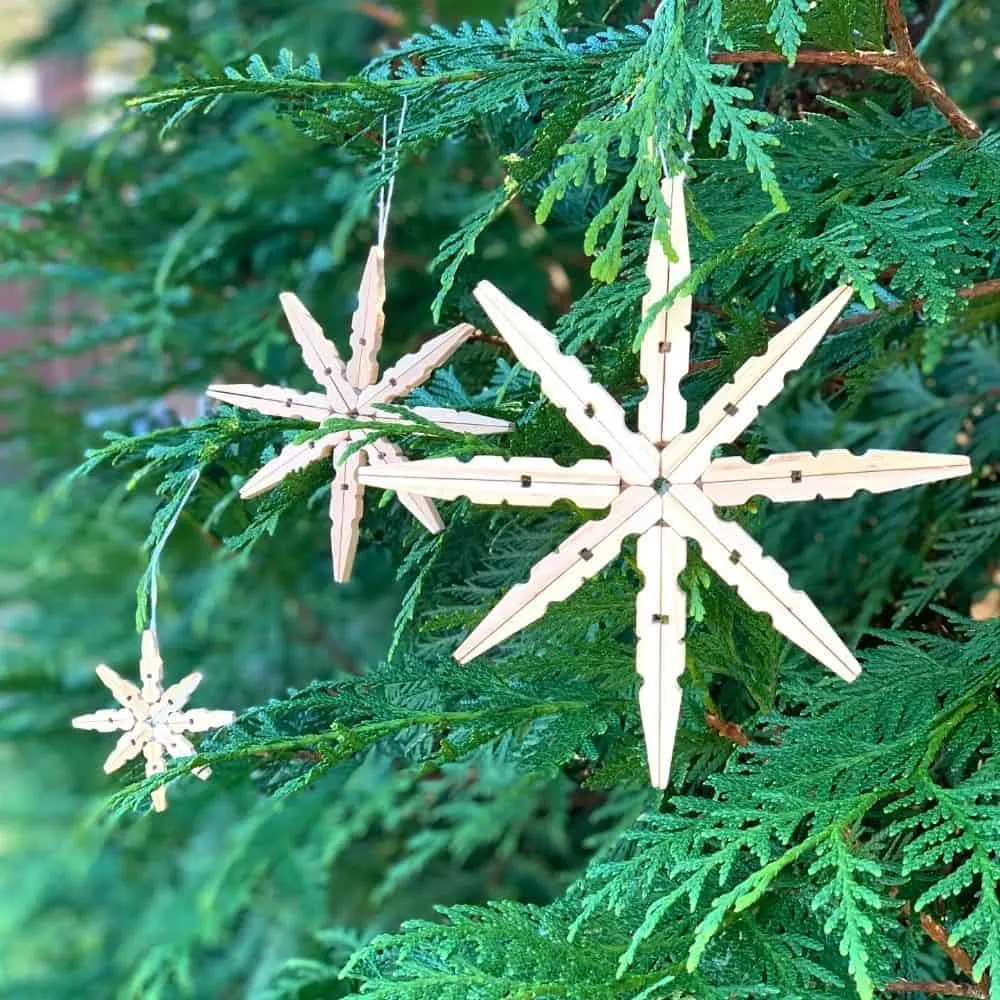 Three different sizes of these star rustic ornaments