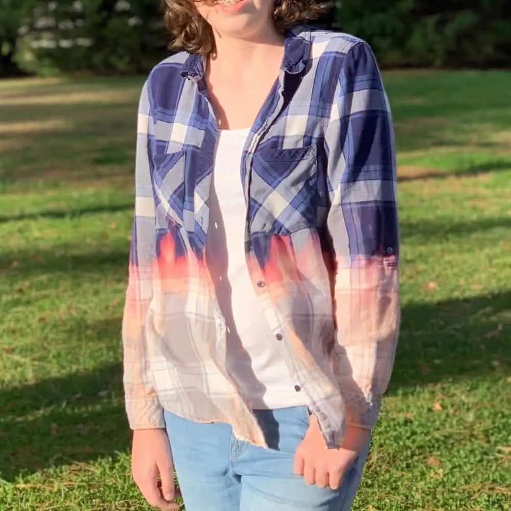 Bleach Flannel DIY Boutique Style Shirt For Just Pennies