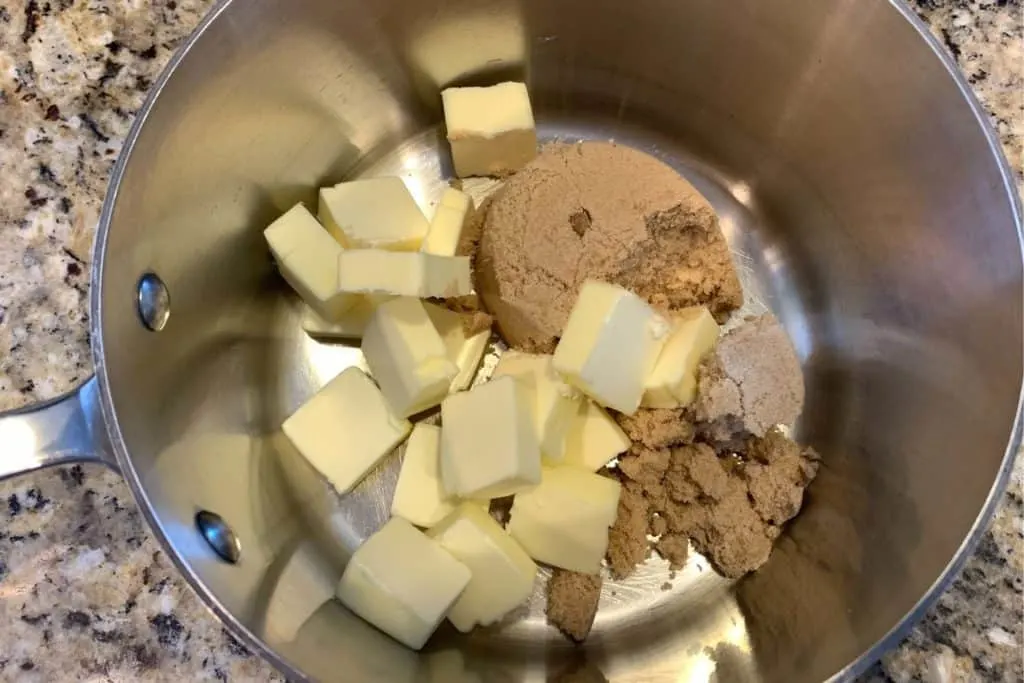 butter and brown sugar in a sauce pan