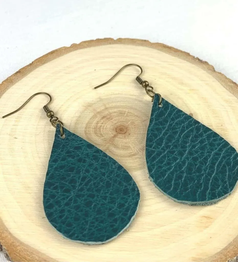 completed leather earrings