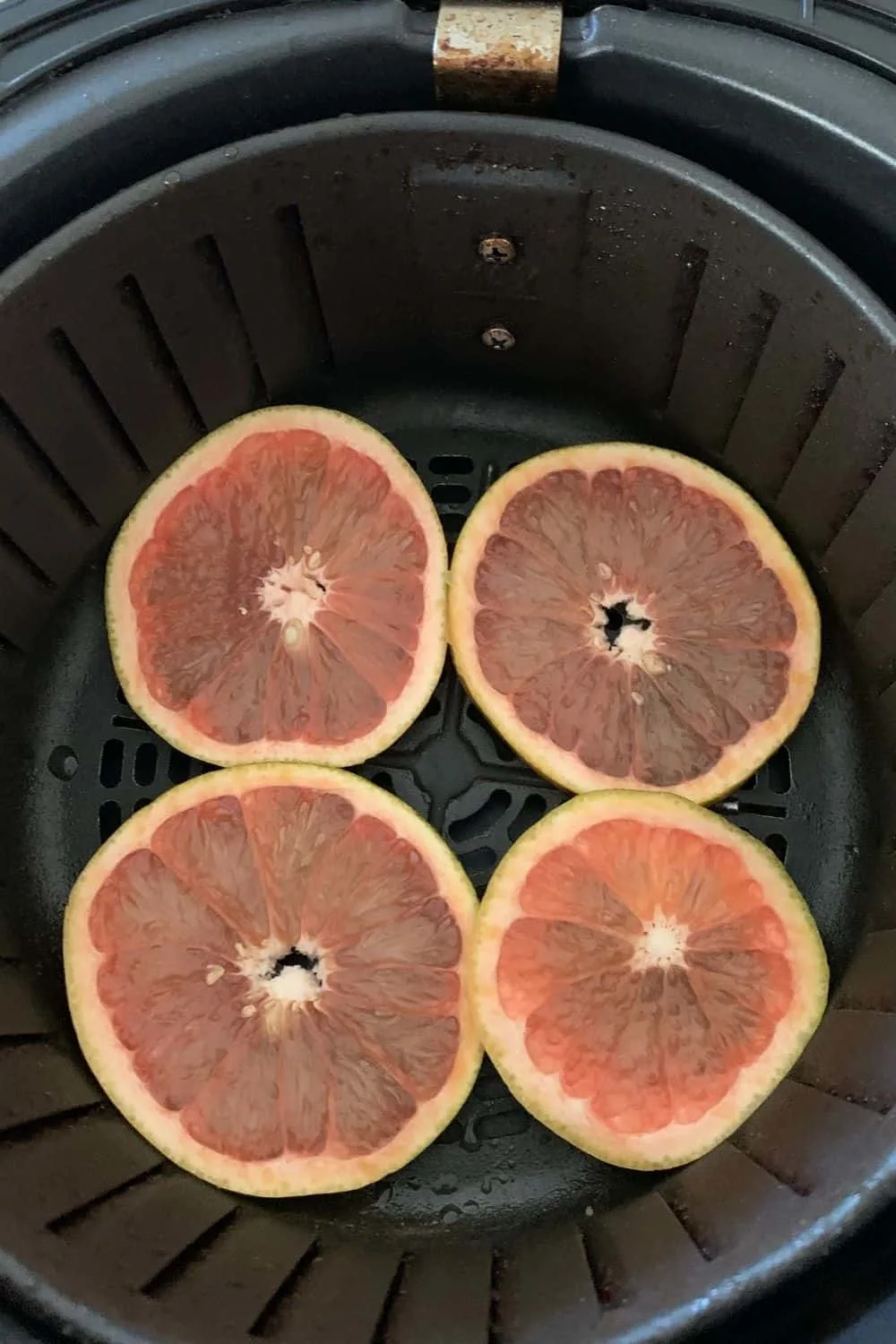 orange slices in the air fryer ready to be dried