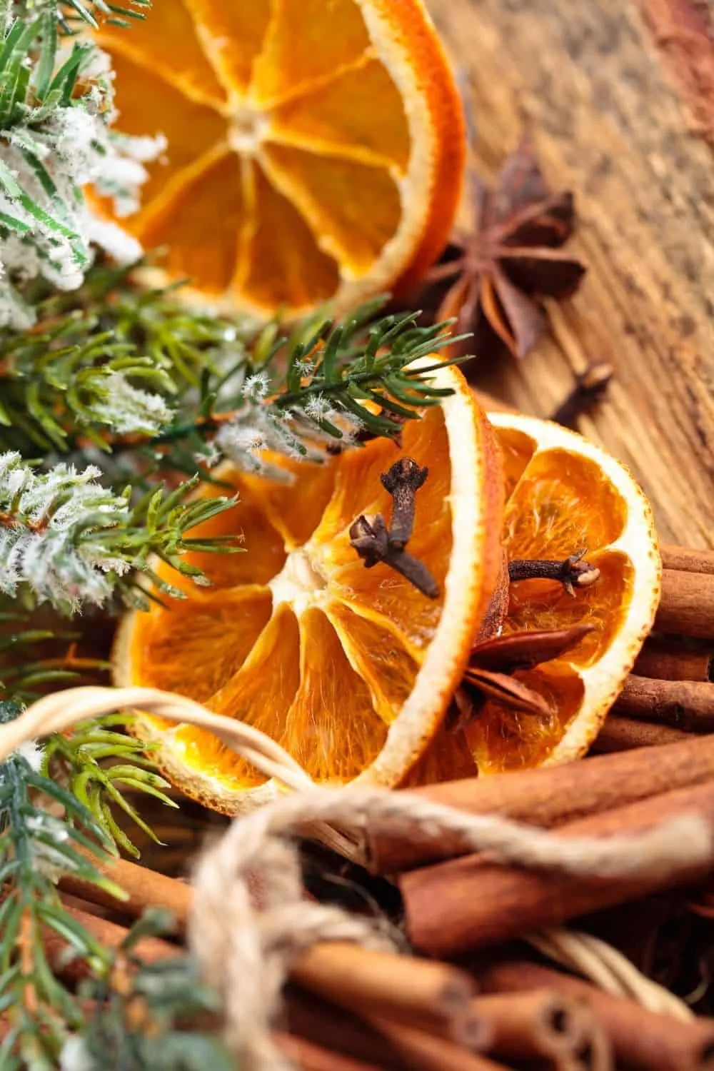 Dried orange slices ready to make into a garland