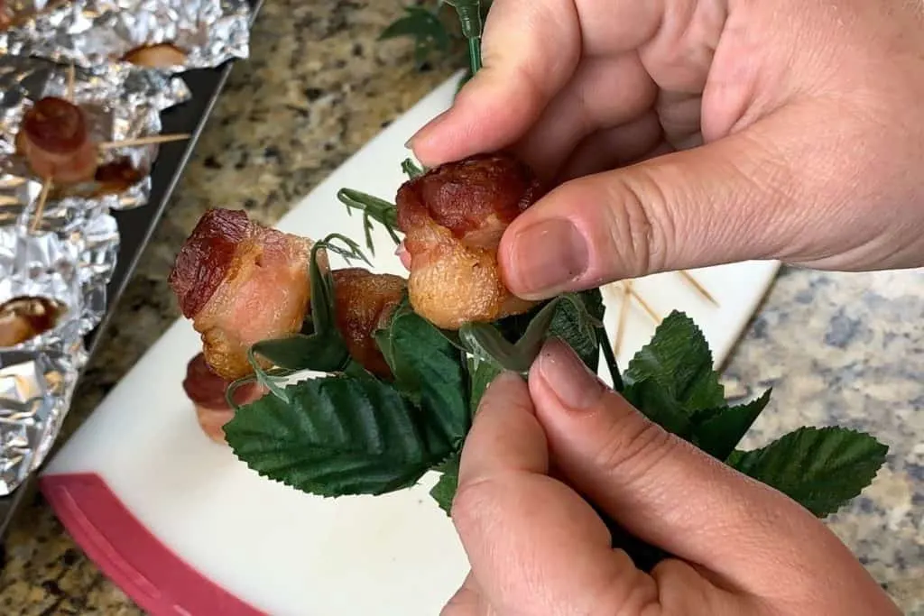 assembling the bacon bouquet