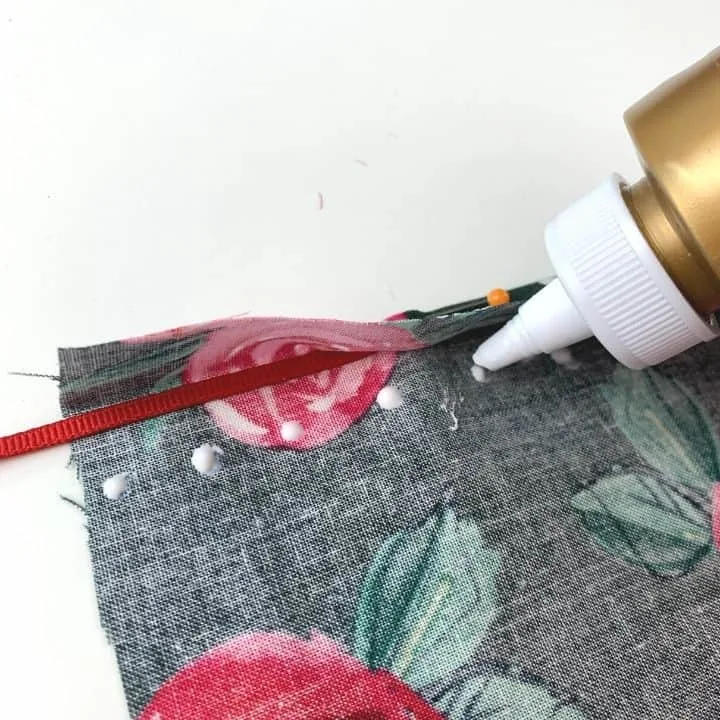 glueing the channel for a doll skirt