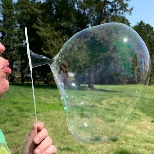 giant bubble being blown up