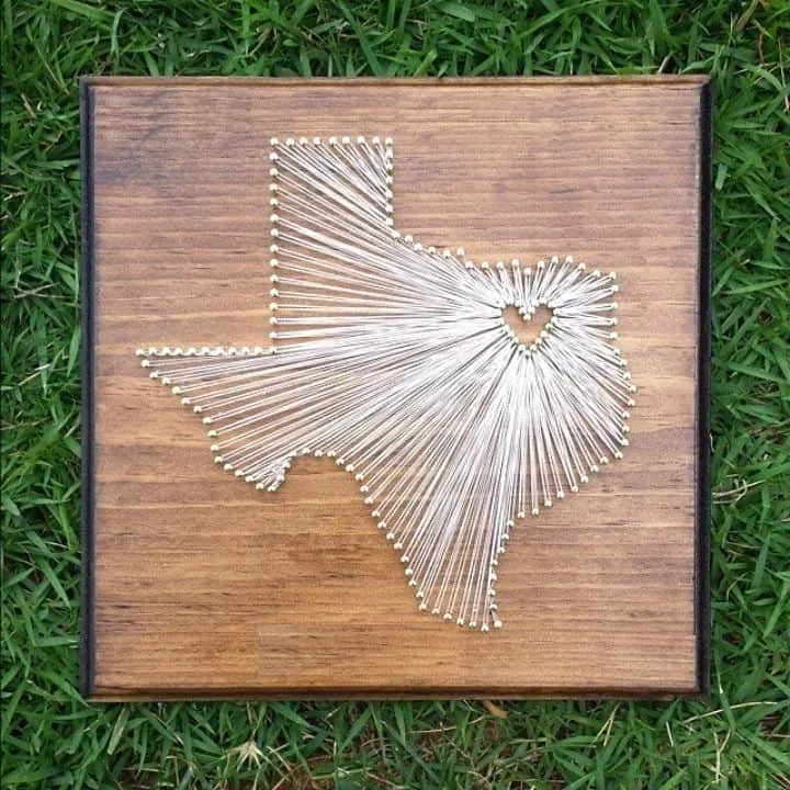 State string art in the shape of texas