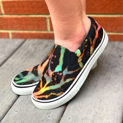 How To Bleach Tie Dye Shoes - Chaotically Yours