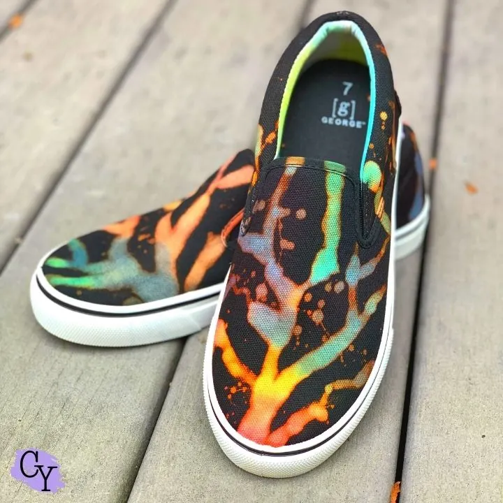 How To Bleach Tie Dye Shoes - Chaotically Yours