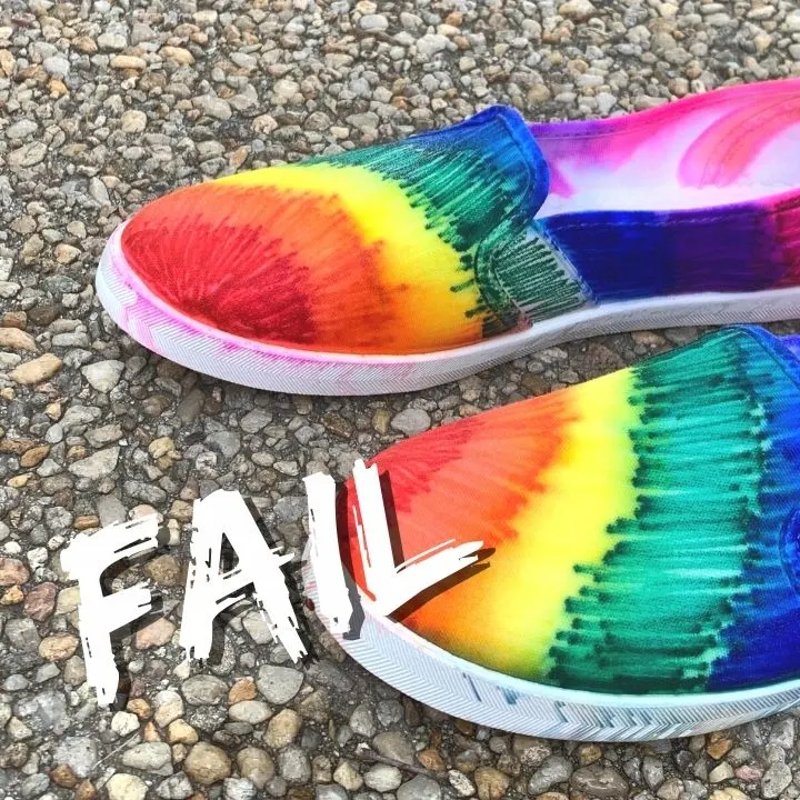 shoes that didn't tie dye correctly