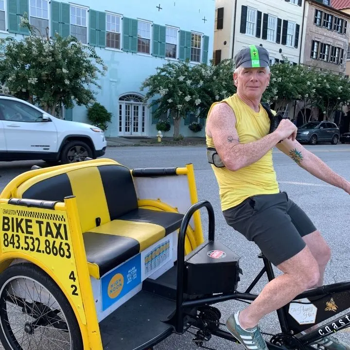A bike taxi driver in Charleston, SC