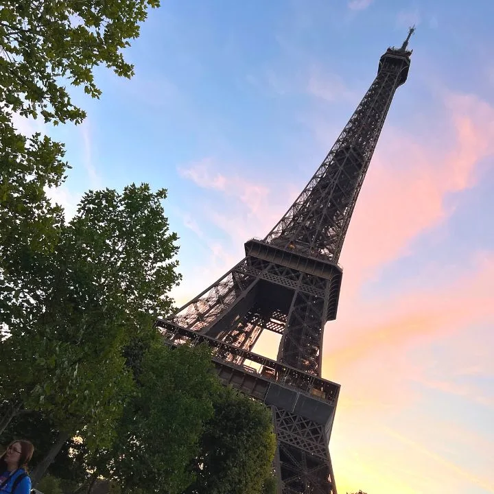 Eiffel Tower at sunset in Paris, France