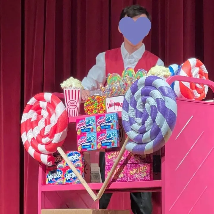 pool noodle lollipops as props in a play
