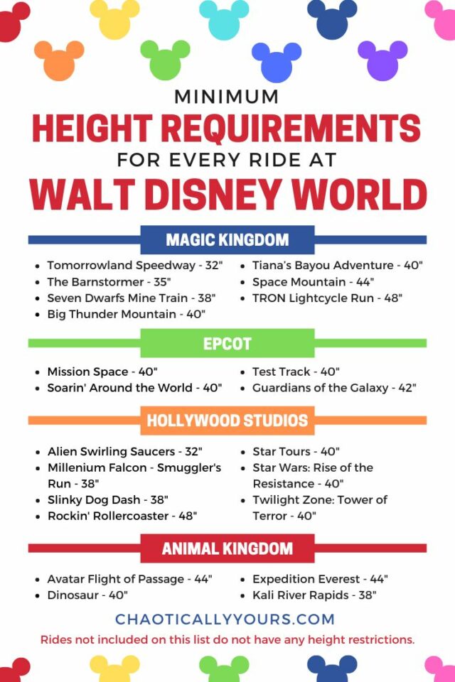 Disney Height Requirements for Every Single Ride at WDW - FREE ...