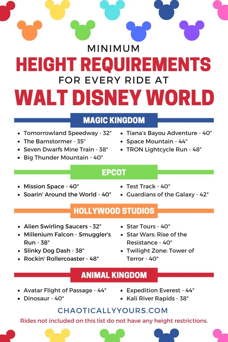 List of Disney Height Requirements