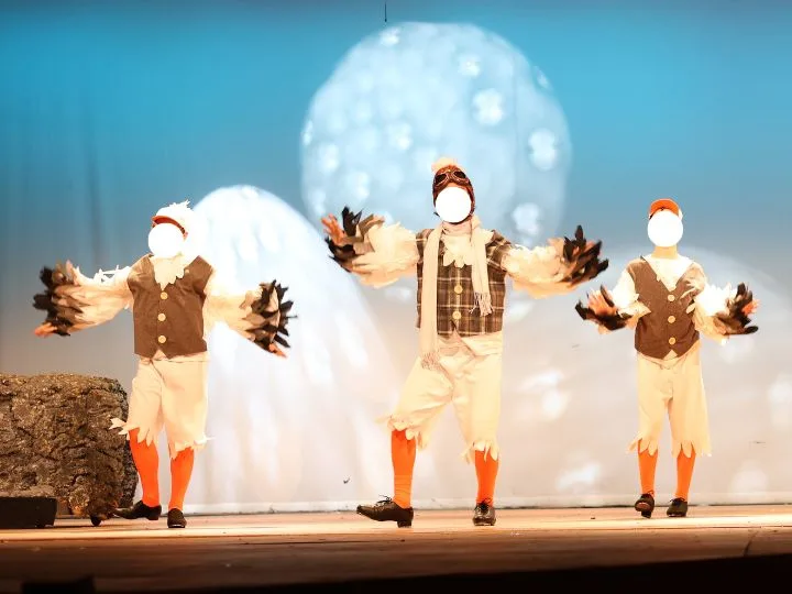 Students dressed as seagulls for Disney's The Little Mermaid